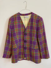 Load image into Gallery viewer, Checkered Purple Wool Blend Blazer