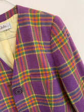 Load image into Gallery viewer, Checkered Purple Wool Blend Blazer