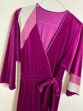 Load image into Gallery viewer, Velour Wrap Dress 70s