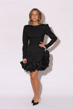 Load image into Gallery viewer, Black Ruffles Scrunch Prom Dress 80s