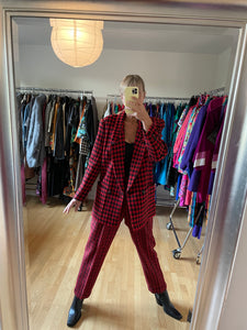 Red Black Checkered Blazer