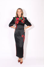 Load image into Gallery viewer, Black Floral Appliqué Dress