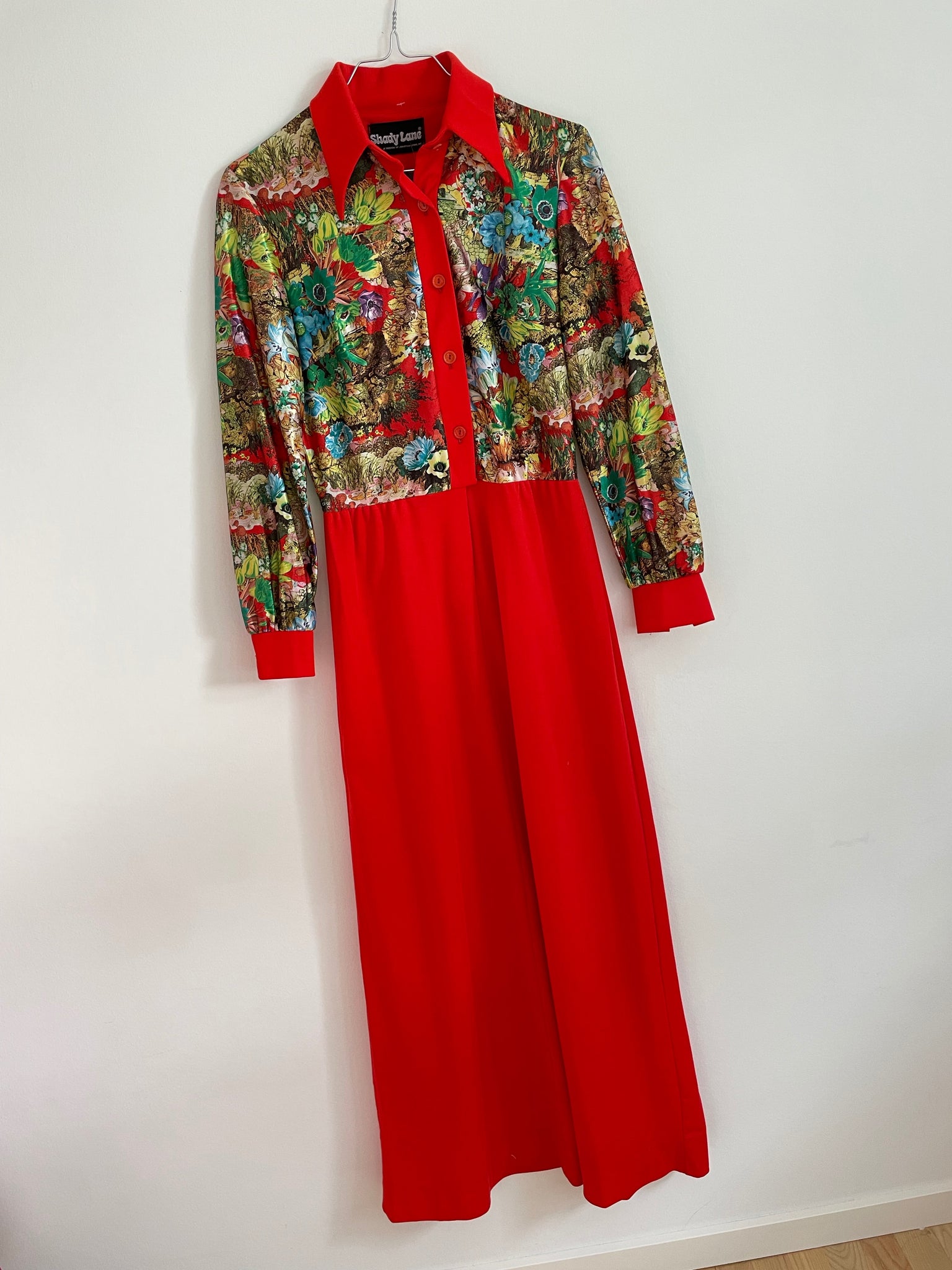 Floral Print Red Maxi Dress 70s Eltoft Vintage Floral Print Red Maxi Dress 70s Eltoft Vintage
