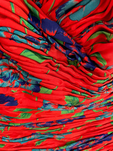 Strapless Floral Print Silk Dress