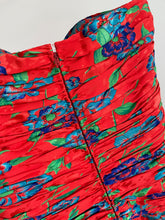 Load image into Gallery viewer, Strapless Floral Print Silk Dress