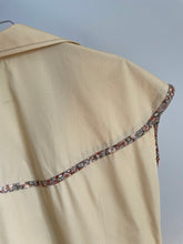 Load image into Gallery viewer, Cool Tan 70s Dress with Floral Trim