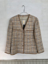 Load image into Gallery viewer, CHECKERED TAN BOUCLE JACKET