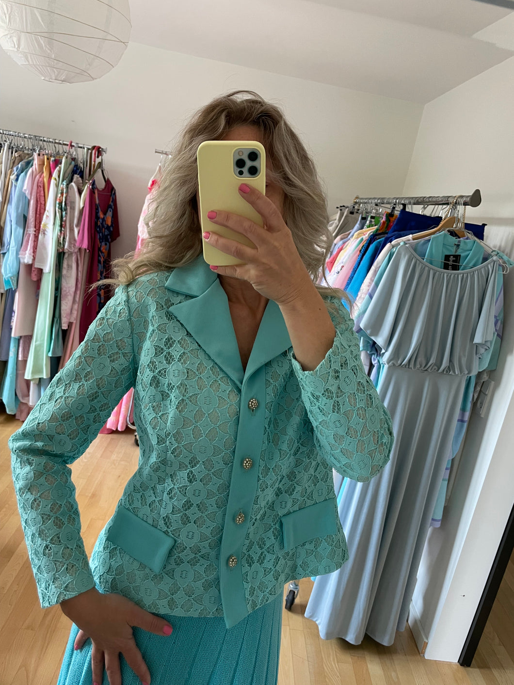 Lace Jacket with Rhinestone Buttons