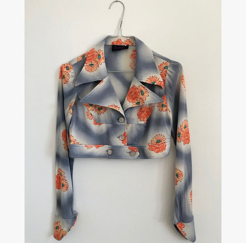 Cropped Poly Shirt Jacket