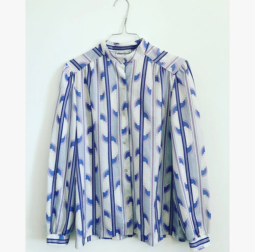 Secretary Lilac Print Blouse 70s