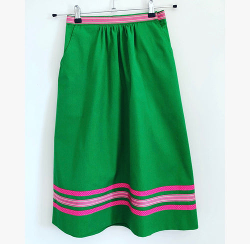 Green Midi Skirt Ribbon Detail