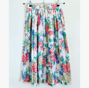 Floral Print Pleated Midi Skirt