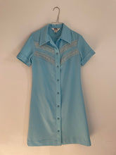 Load image into Gallery viewer, Baby Blue Poly Dress 70s