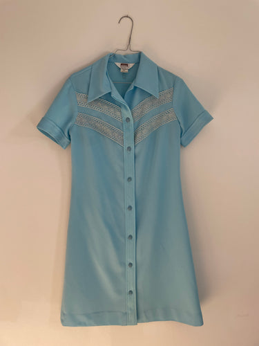 Baby Blue Poly Dress 70s