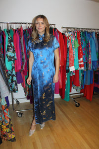 Blue Leaf Print Dress