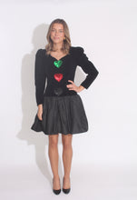 Load image into Gallery viewer, Black Sequin Heart Velvet Dress 80s