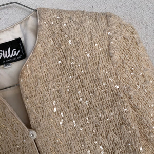 Creme Sequins Knit Jacket