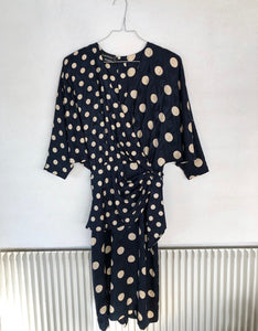 Polka Dot 80s Silk Dress