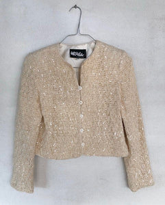 Creme Sequins Knit Jacket