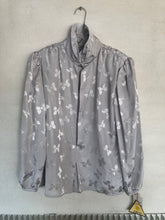 Load image into Gallery viewer, Grey Bow Print Secretary Blouse