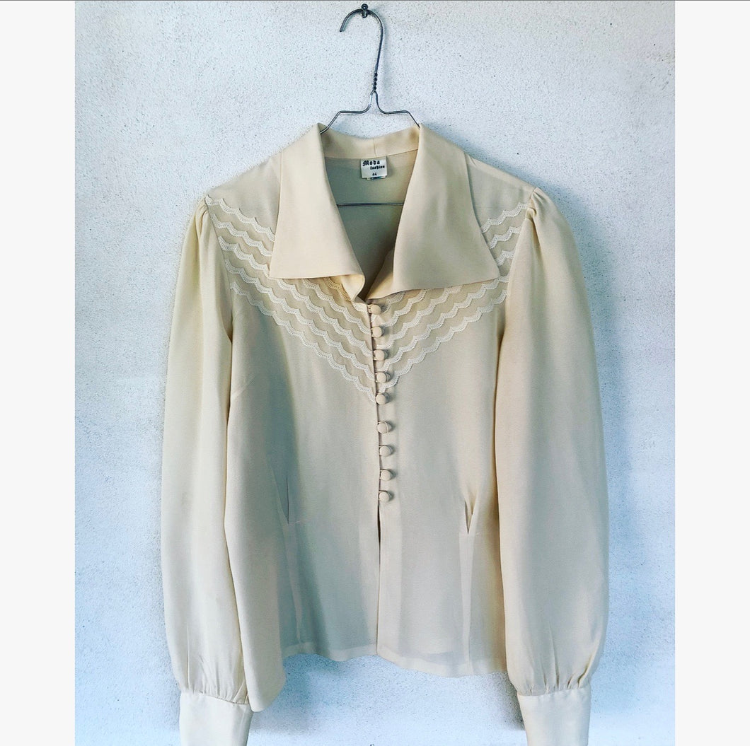 Cream Edwardian Style Shirt 70s