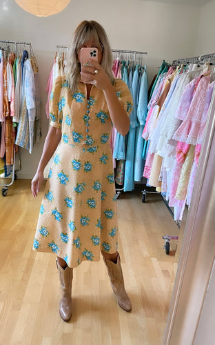 Floral Print Puff Sleeves Dress