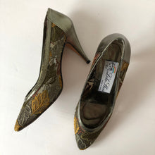 Load image into Gallery viewer, Semi Sheer Leaf Embroidery 80s Heels