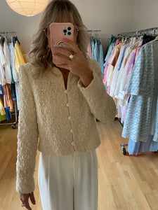 Creme Sequins Knit Jacket