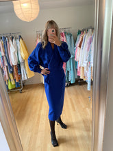 Load image into Gallery viewer, Etienne Aginer 80s Blue Wool Dress