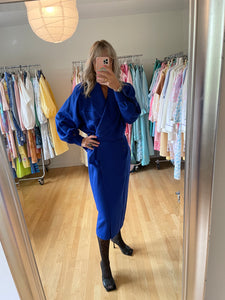 Etienne Aginer 80s Blue Wool Dress