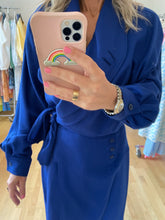 Load image into Gallery viewer, Etienne Aginer 80s Blue Wool Dress