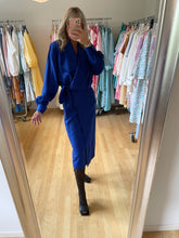 Load image into Gallery viewer, Etienne Aginer 80s Blue Wool Dress