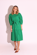 Load image into Gallery viewer, Green Puff Sleeves Dress