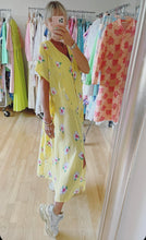 Load image into Gallery viewer, Yellow Semi Sheer Floral Print Dress