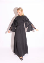 Load image into Gallery viewer, Black Ruffles Chiffon Maxi Dress