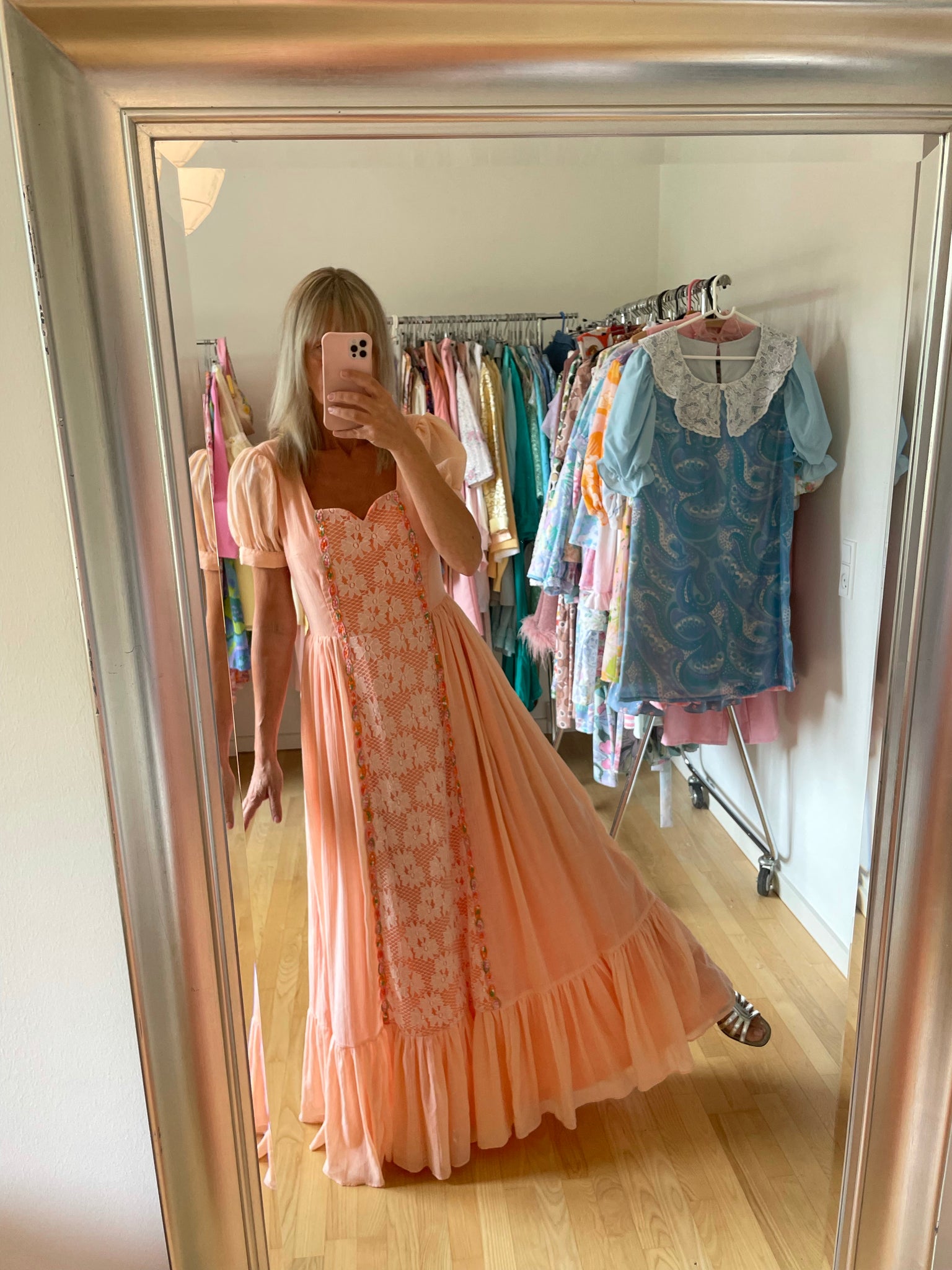 Coral Boho 70s Maxi Dress Eltoft Vintage Coral Boho 70s Maxi Dress Eltoft Vintage
