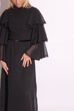 Load image into Gallery viewer, Black Ruffles Chiffon Maxi Dress