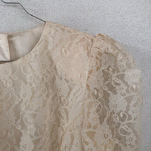 Load image into Gallery viewer, Lace Puff Sleeves Peplum 80s Shirt