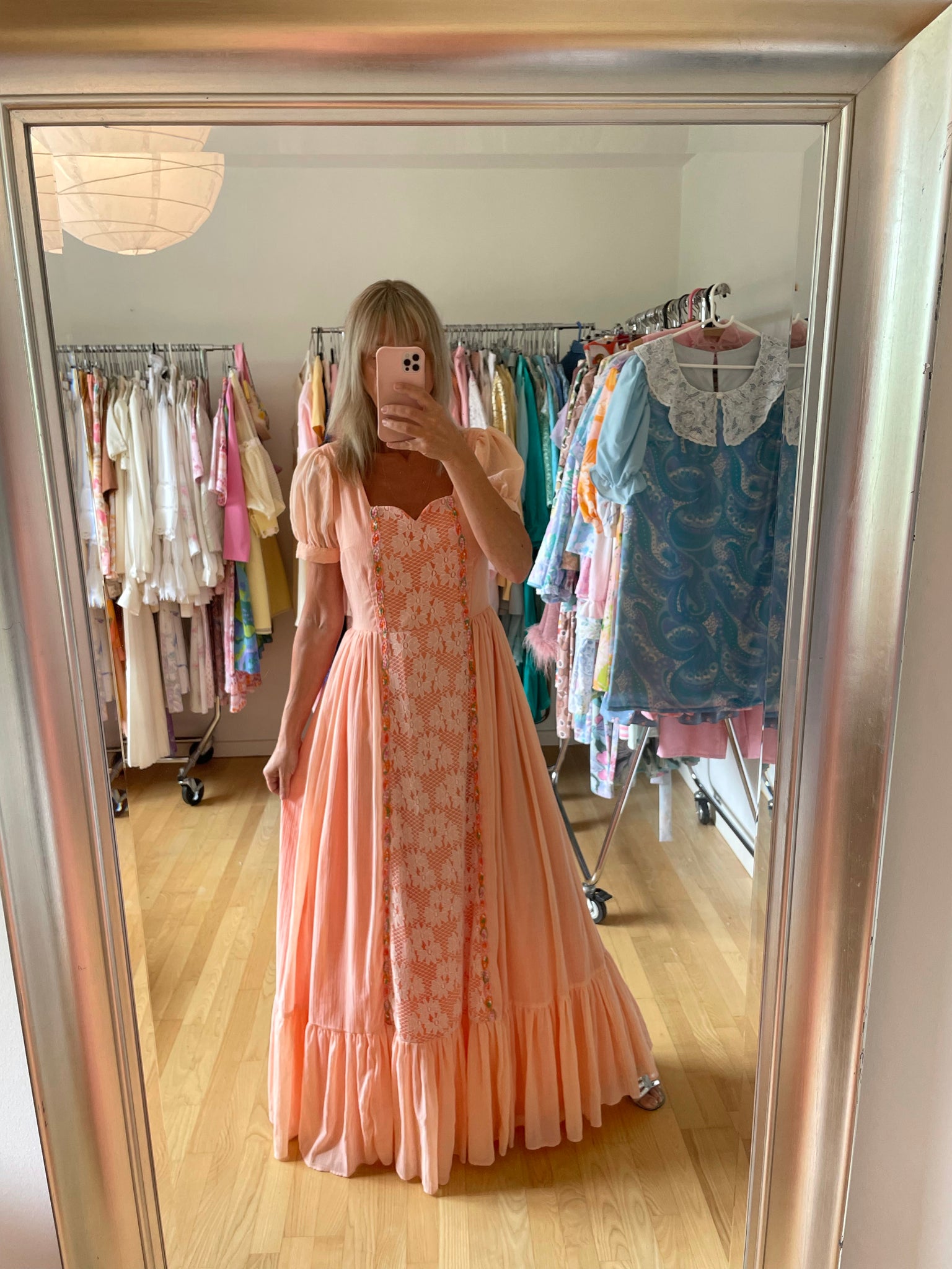 Coral Boho 70s Maxi Dress Eltoft Vintage Coral Boho 70s Maxi Dress Eltoft Vintage