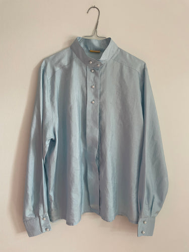 Pale Blue Pearl Button Shirt