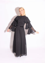 Load image into Gallery viewer, Black Ruffles Chiffon Maxi Dress