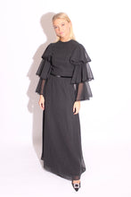 Load image into Gallery viewer, Black Ruffles Chiffon Maxi Dress