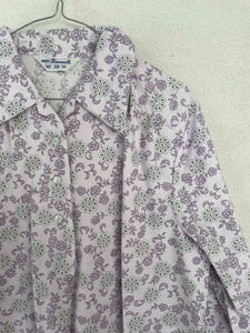 Cotton Lilac Floral Print Shirt Dress