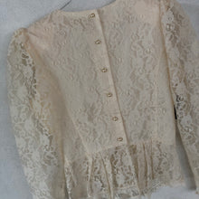 Load image into Gallery viewer, Lace Puff Sleeves Peplum 80s Shirt