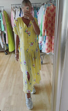 Load image into Gallery viewer, Yellow Semi Sheer Floral Print Dress