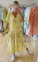 Load image into Gallery viewer, Yellow Semi Sheer Floral Print Dress