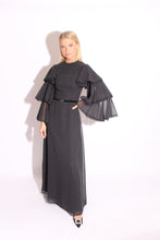 Load image into Gallery viewer, Black Ruffles Chiffon Maxi Dress