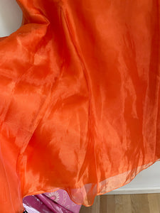 Orange Embroidery Maxi Skirt