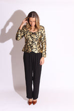 Load image into Gallery viewer, Beautiful Black and Gold Brocade Jacket